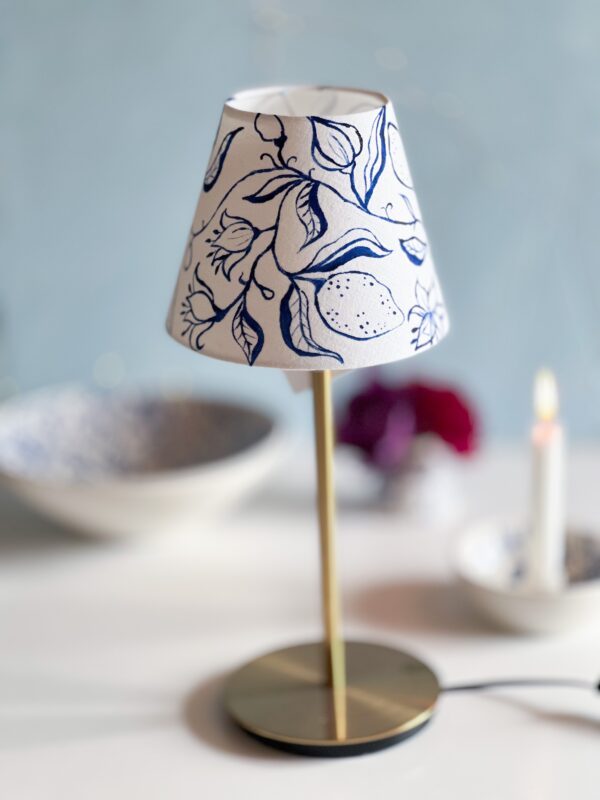 Lampskärm rak blåvit citronblomster