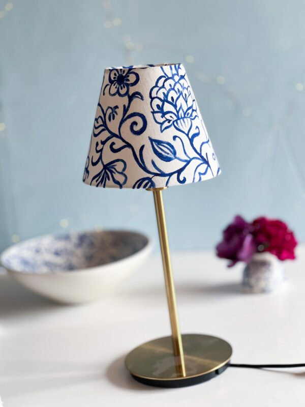 Lampskärm rak blåvit blomranka - Bild 2