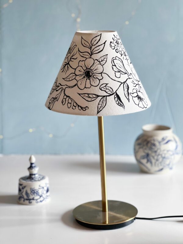 Lampskärm svartvit anemon, stor