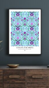 ljusblå poster med kurbitsmotiv av Pernilla Wetzel