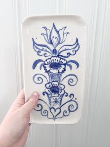 Blåmönstrad kurbitsbricka