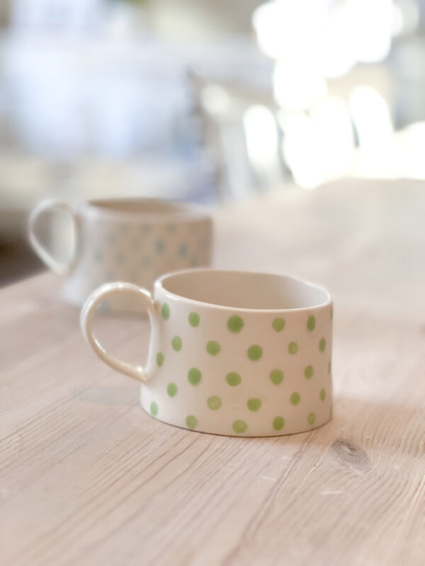Kaffekopp limegrön prick, unikat