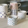 Kaffekopp turkosblå små prickar, unikat