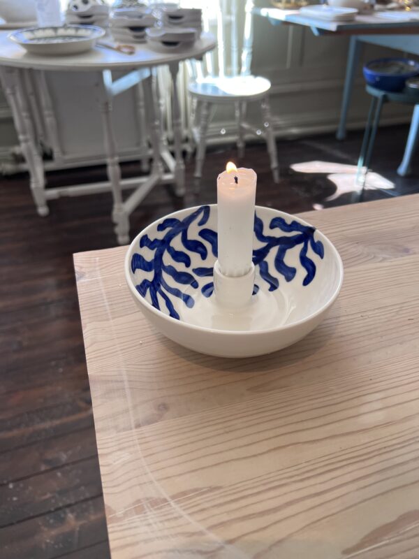 Ljusskål blå blad - Bild 3