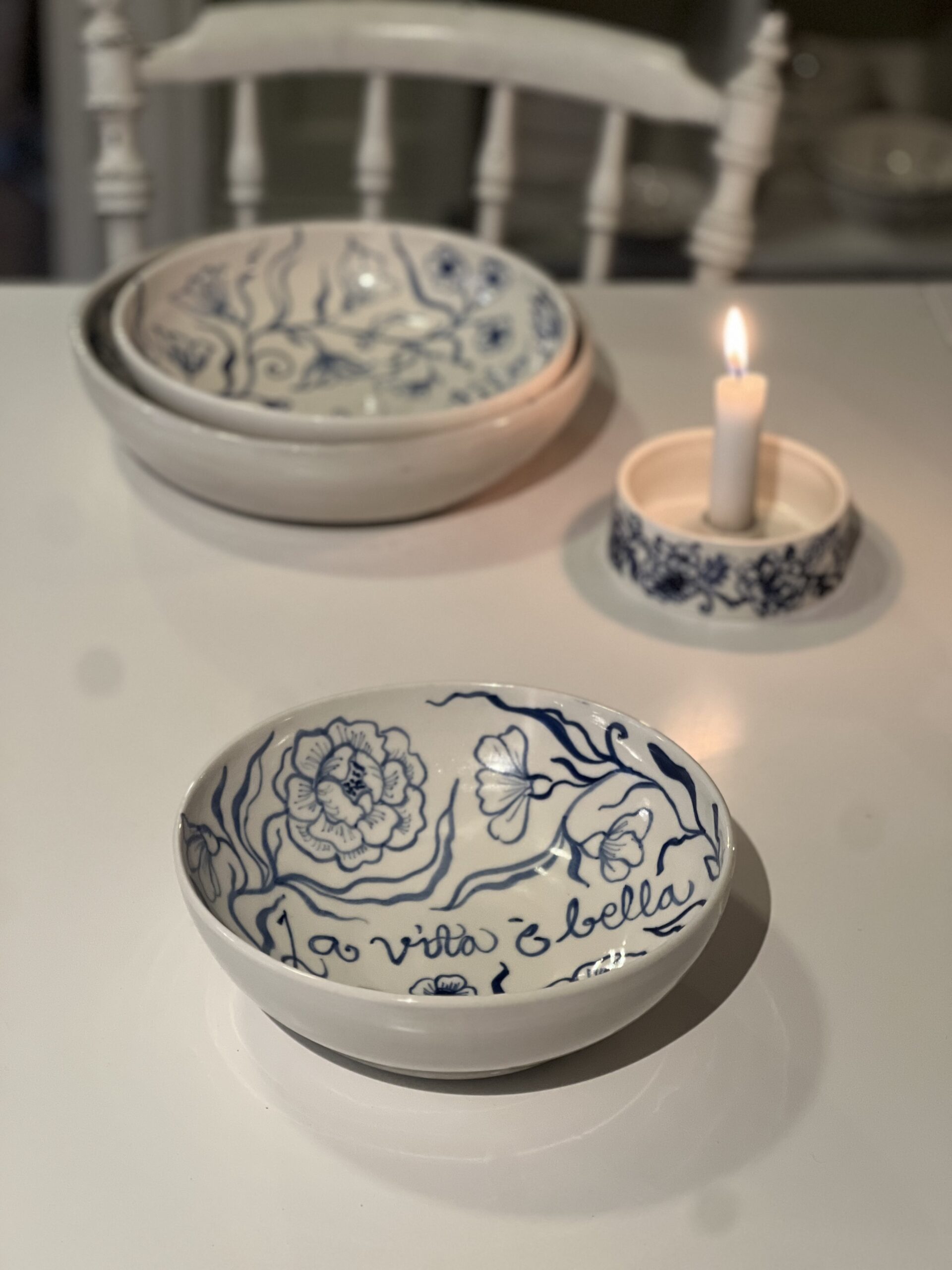 Skål La vita e Bella blåblomster - Bild 3
