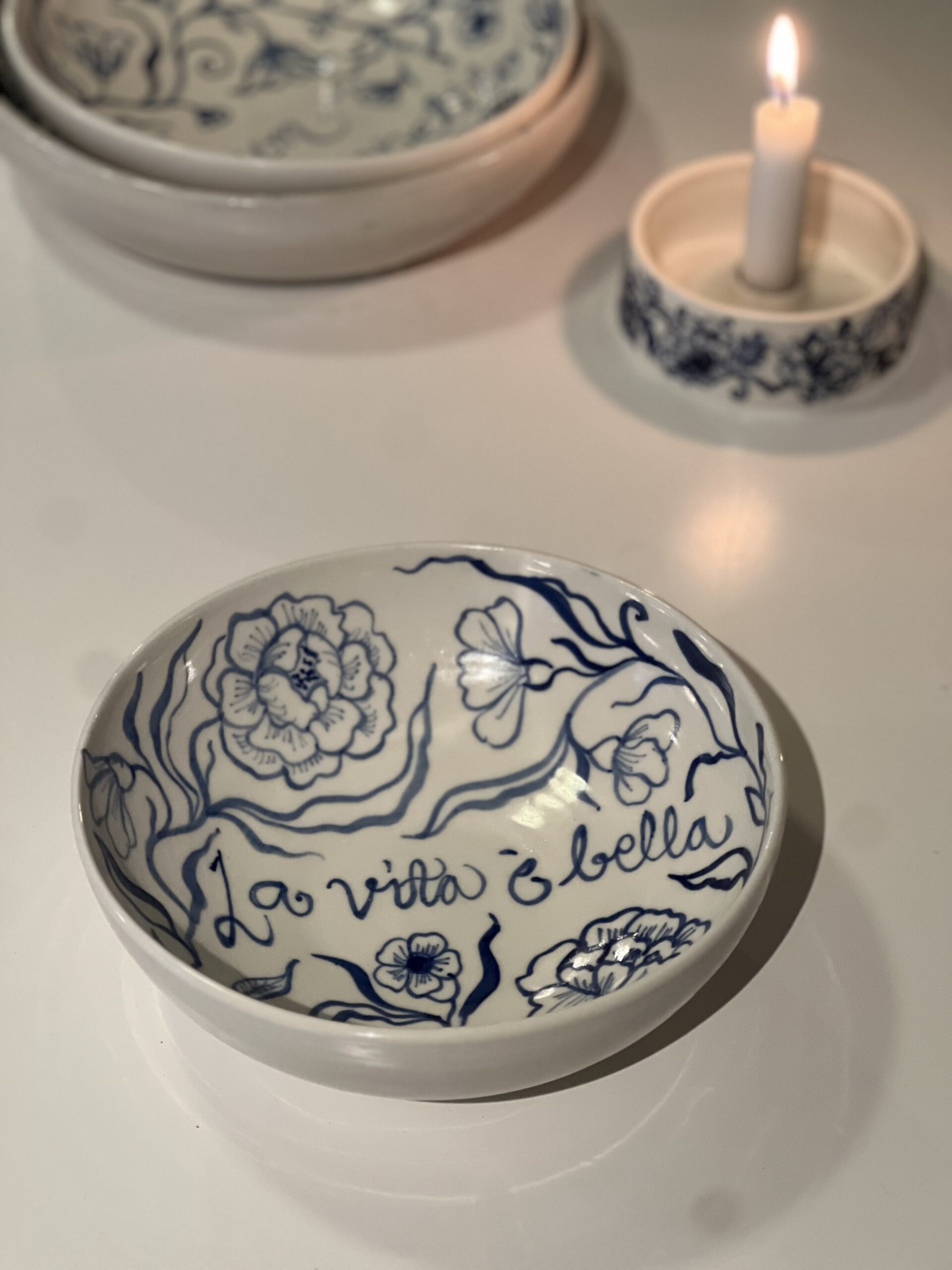 Skål La vita e Bella blåblomster - Bild 4