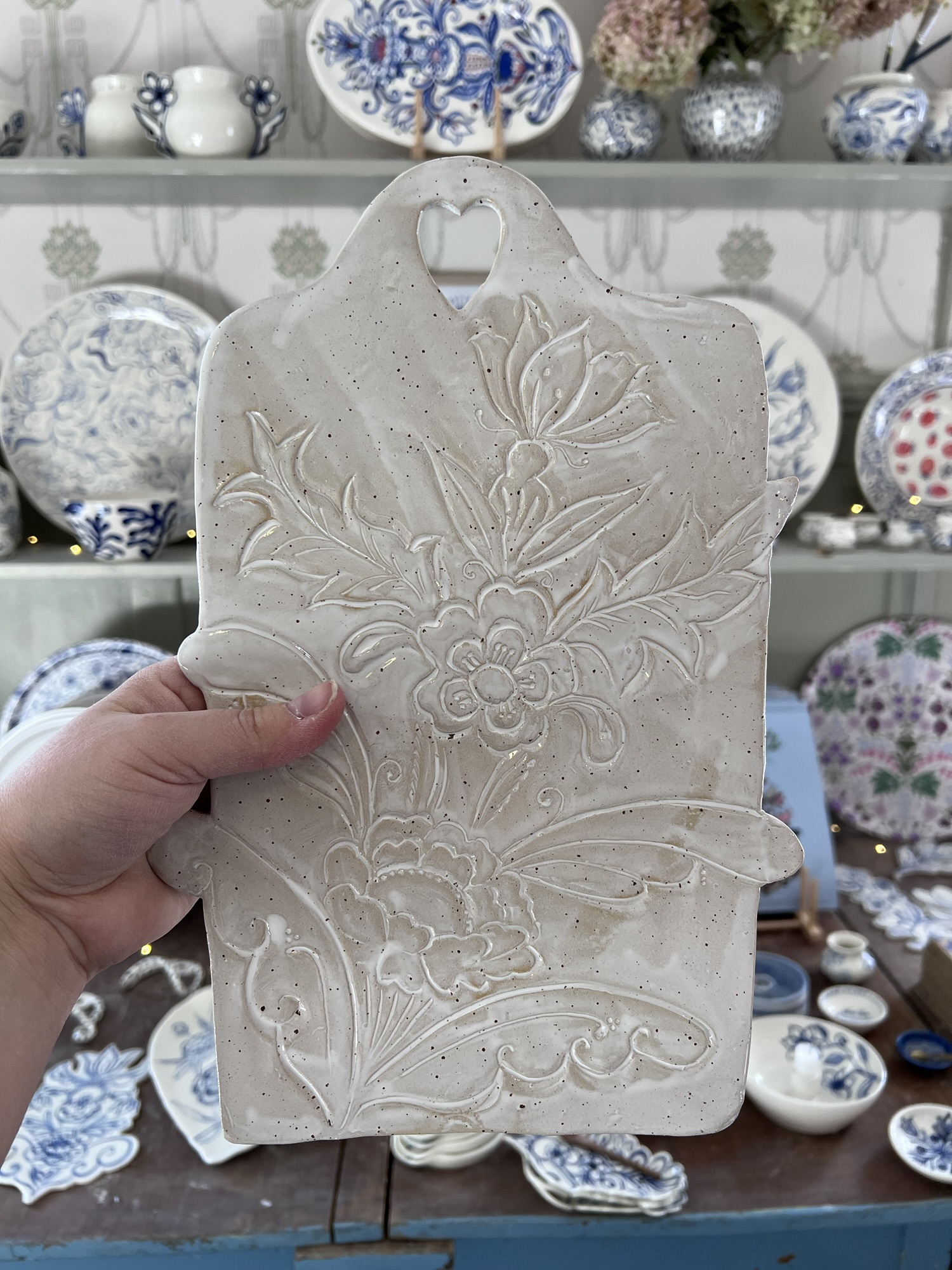 Skärbräda, serveringsfat för ost och kex stengods - Bild 2