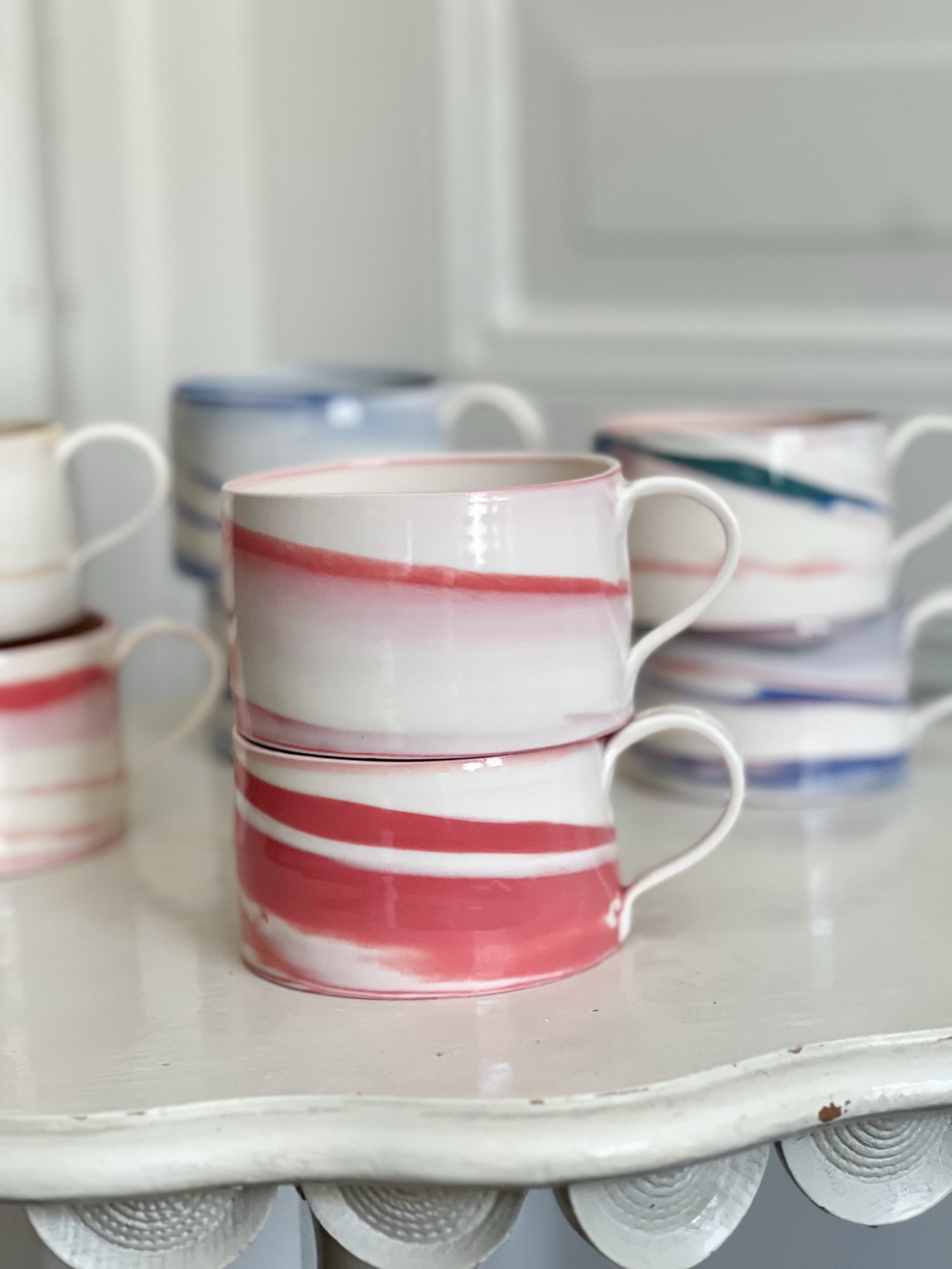 Kaffekopp marmourerad röd