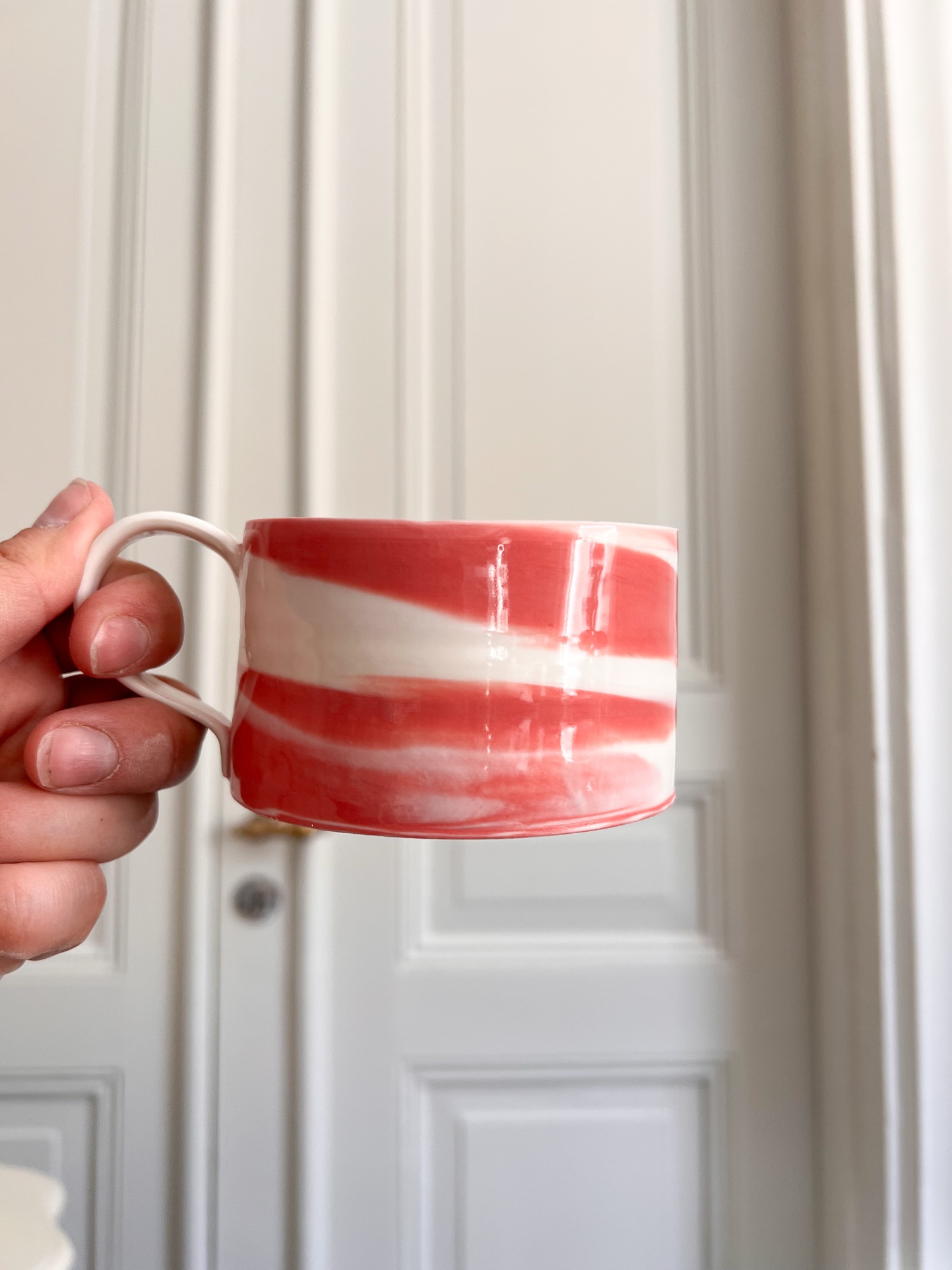 Kaffekopp marmourerad röd - Bild 4