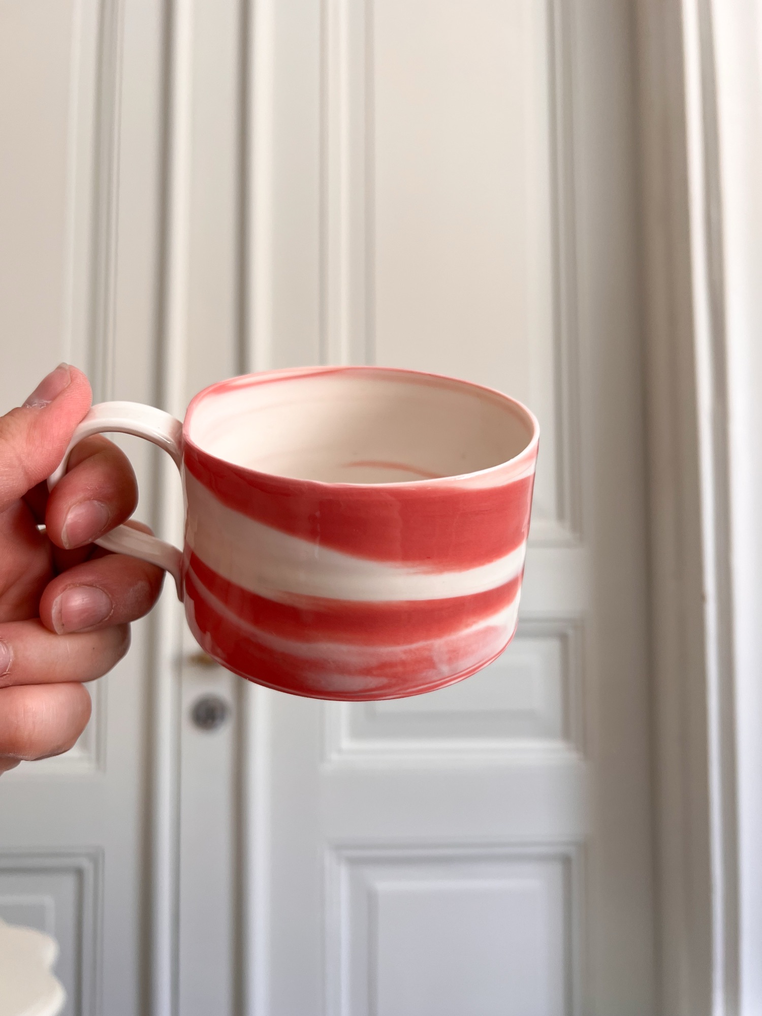 Kaffekopp marmourerad röd - Bild 3